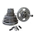 Body Solid 400 lb Gray Cast Iron Grip Olympic Weight Set with Bar and Collars