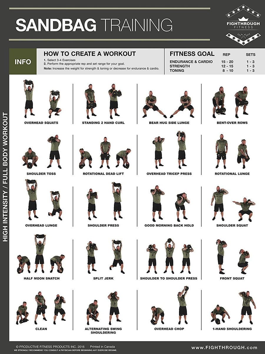 Fighthrough Fitness Sandbag Training Workout Poster The Fitness Store